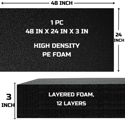 ONREVA Tool Box Foam Organizer 48x24x3 inch 1 PC, Kaizen Sheets for Pro Tool Control, Custom Tool Shadow Inserts for Cases & Drawers, High Density Polyethylene Foam, Black