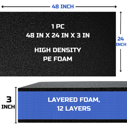 ONREVA Tool Box Foam Organizer 48x24x3 inch 1PC, Kaizen Sheets for Pro Tool Control, Custom Tool Shadow Inserts for Cases & Drawers, High Density Polyethylene Foam, Black with Blue