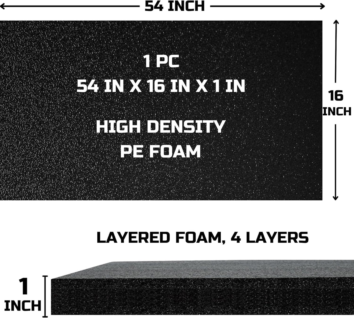 ONREVA Tool Box Foam Organizer 54x16x1 inch 1PC, Kaizen Sheets for Pro Tool Control, Custom Tool Shadow Inserts for Cases & Drawers, High Density Polyethylene Foam, Black