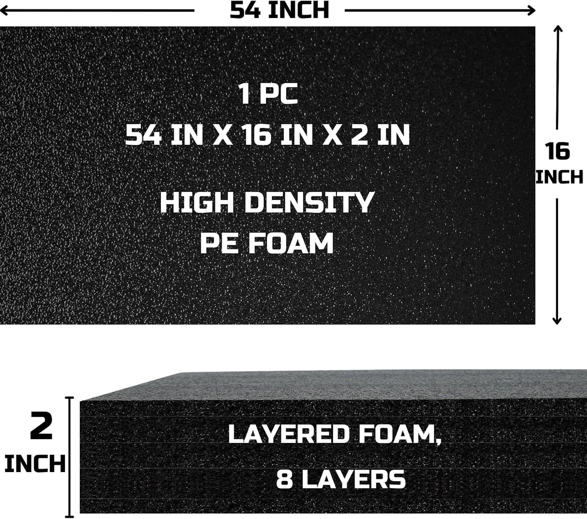 ONREVA Tool Box Foam Organizer 54x16x2 inch 1PC, Kaizen Sheets for Pro Tool Control, Custom Tool Shadow Inserts for Cases & Drawers, High Density Polyethylene Foam, Black