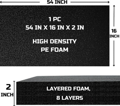 ONREVA Tool Box Foam Organizer 54x16x2 inch 1PC, Kaizen Sheets for Pro Tool Control, Custom Tool Shadow Inserts for Cases & Drawers, High Density Polyethylene Foam, Black