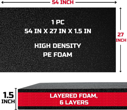 Tool Box Foam Organizer 54x27x1.5 Inch 1PC, Kaizen Sheets for Pro Tool Control, Custom Tool Shadow Inserts for Cases & Drawers, High Density Polyethylene Foam, Black with Red