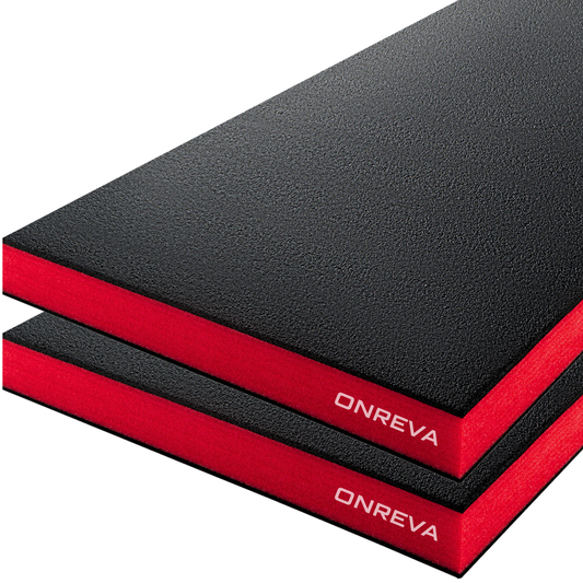 ONREVA Tool Box Foam Organizer 30x22x2 inch 2Pack, Kaizen Sheets for Pro Tool Control, Custom Tool Shadow Inserts for Cases & Drawers, High Density Polyethylene Foam, Black with Red