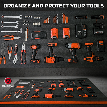 Tool Box Foam, 1PC 48x24x2 inch, Foam Inserts for Cases, Polyethylene Storage Sheets for Toolbox Hard Case, Tool Shadow Insert, Kaizen Organizer Sheet, Black with Orange