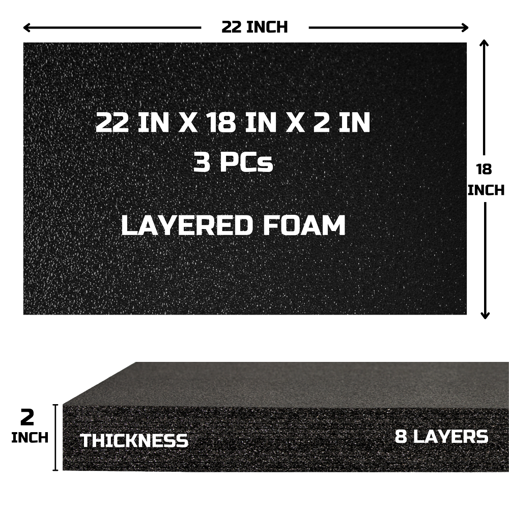 Tool Box Foam 3Pack 22x18x2 inch, Foam Inserts for Cases, Polyethylene Tool Foam Sheets, Drawer Foam Liner, Tool Box Organizers and Storage, Toolbox Shadow Organizer