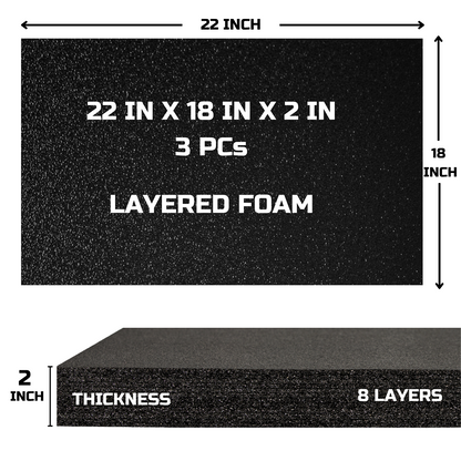 Tool Box Foam 3Pack 22x18x2 inch, Foam Inserts for Cases, Polyethylene Tool Foam Sheets, Drawer Foam Liner, Tool Box Organizers and Storage, Toolbox Shadow Organizer