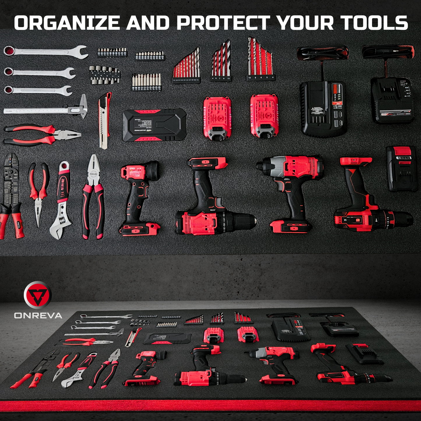 ONREVA Tool Box Foam, 2Pack 48x24x1.5 inch, Foam Inserts for Cases, Polyethylene Storage Sheets for Toolbox Hard Case, Tool Shadow Insert, Kaizen Organizer Sheet