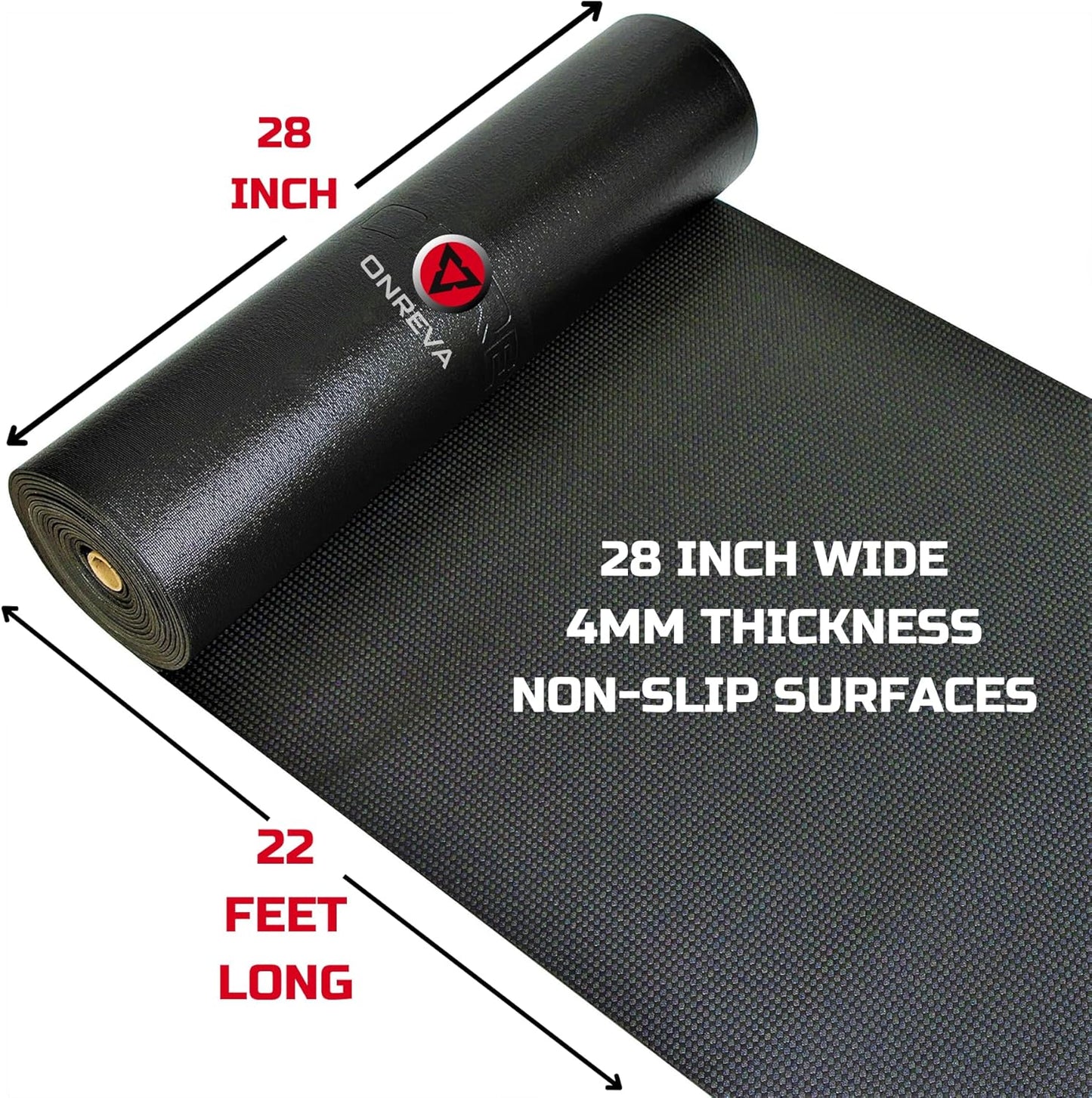 ONREVA Tool Box Liner 28 inch Wide x 22 ft Large, Thick Heavy Duty Toolbox Drawer Liners, Rolling Tool Chest Foam Mat, Shelf Rubber Mat, Black Non-Slip Organizer Pad for Cabinet, Workbench