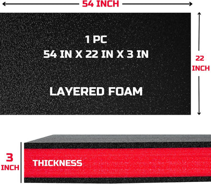 Tool Box Foam, 1PC 54x22x3 inch, Foam Inserts for Cases, Polyethylene Storage Sheets for Toolbox Hard Case, Tool Shadow Insert, Kaizen Organizer Sheet