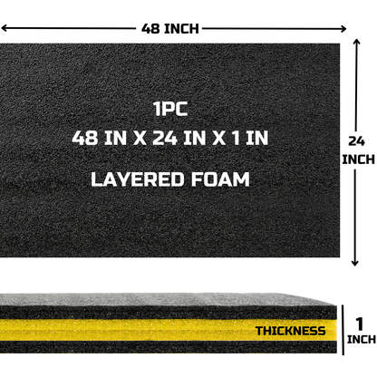 Tool Box Foam, 1PC 48x24x1 inch, Foam Inserts for Cases, Polyethylene Storage Sheets for Toolbox Hard Case, Tool Shadow Insert, Kaizen Organizer Sheet, Black with Yellow