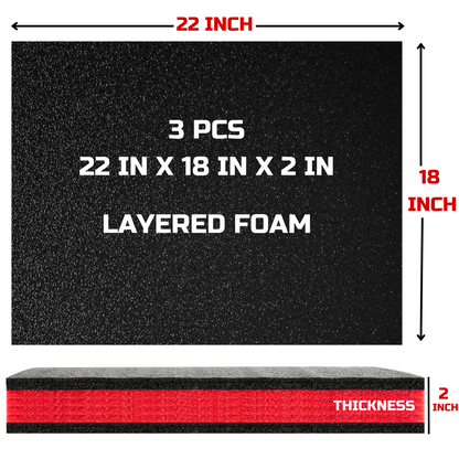 Tool Box Foam 3Pack 22x18x2 inch, Foam Inserts for Cases, Polyethylene Tool Foam Sheets, Drawer Liner Foam, Toolbox Kaizen Organizer and Storage Tool Shadow