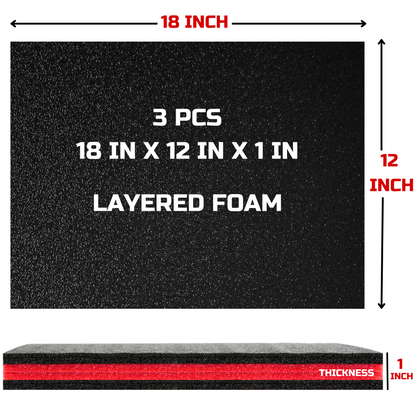 Tool Box Foam 3Pack 18x12x1 inch, Foam Inserts for Cases, Polyethylene Tool Foam Sheets, Drawer Foam Liner, Tool Box Organizers and Storage, Toolbox Shadow Organizer
