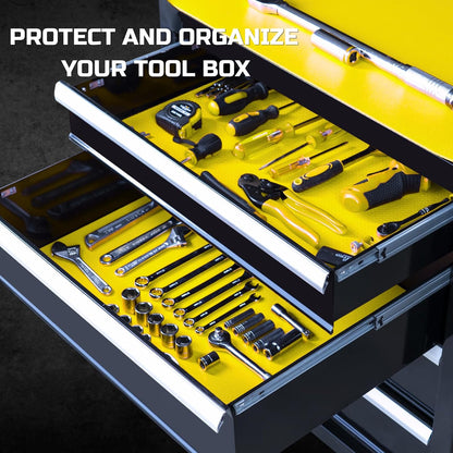 Tool Box Liner 30" Wide x 22 Ft, 4mm Thick Heavy Duty Toolbox Drawer Liners for Tool Chest Cabinet Workbench & Garage Shelf, Protective Non-Slip Mat for Mechanics & Workshops, Yellow