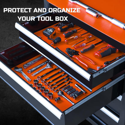 Tool Box Liner 16" Wide x 18 Ft, 1/8" Thick Heavy Duty Toolbox Drawer Liners for Tool Chest Cabinet Workbench & Garage Shelf, Protective Non-Slip Mat for Mechanics & Workshops, Orange