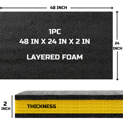 Tool Box Foam, 1PC 48x24x2 inch, Foam Inserts for Cases, Polyethylene Storage Sheets for Toolbox Hard Case, Tool Shadow Insert, Kaizen Organizer Sheet, Black with Yellow