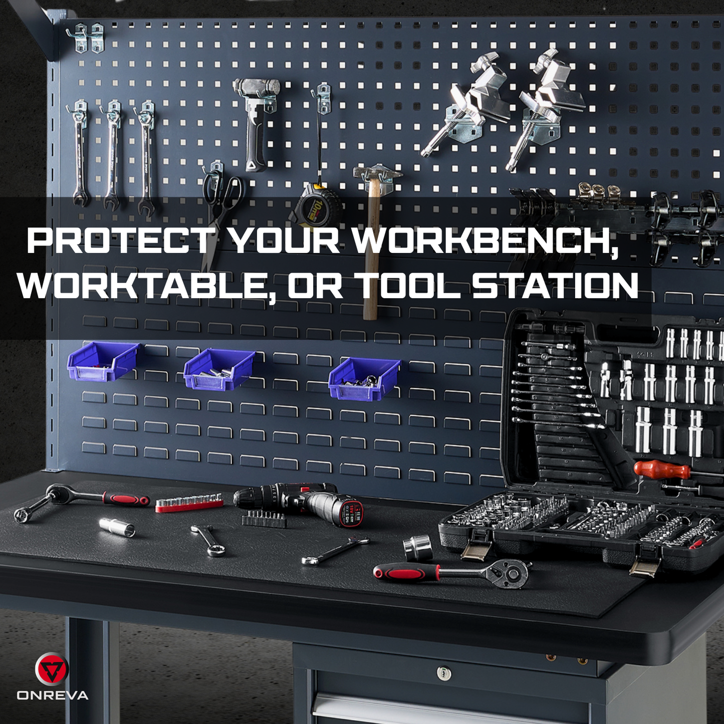 Workbench Mat 24X96 Inches, 5mm Thick EVA Rubber Work Mat, Protect Your Work Bench Top, Heavy Duty Non-Slip Pad for Tool Box Top, Table, Tool Station Cover Liner Matt 96"X24"