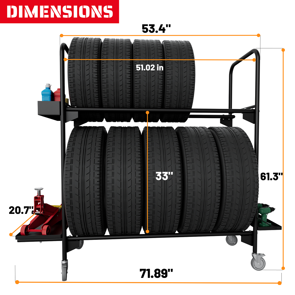 EROTASH Garage Tire Racks, Car Battery Rack ONREVA