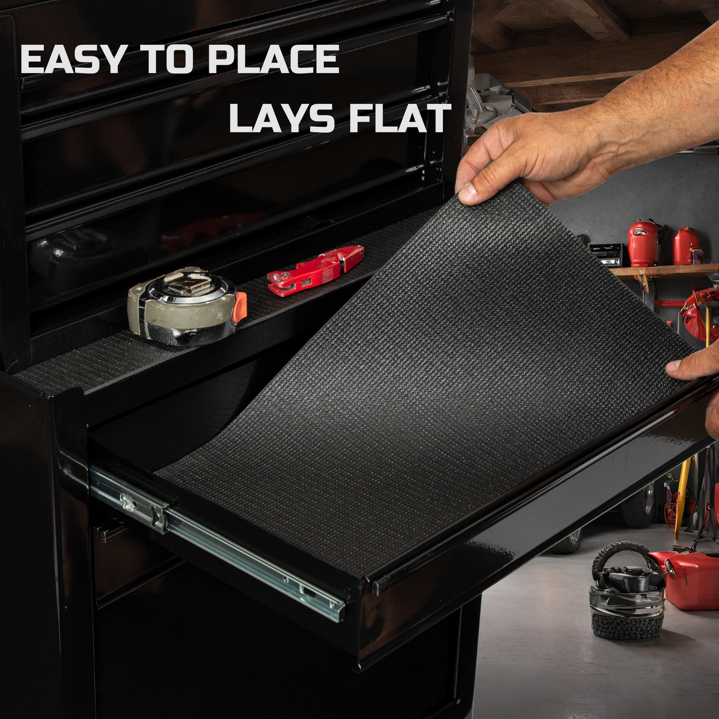 Tool Box Liner 16 inch Wide x 18 ft Large, Thick Heavy Duty Toolbox Drawer Liners, Rolling Tool Chest Liner Foam, Shelf Rubber Mat, Non-Slip Organizer Liner for Cabinet, Workbench