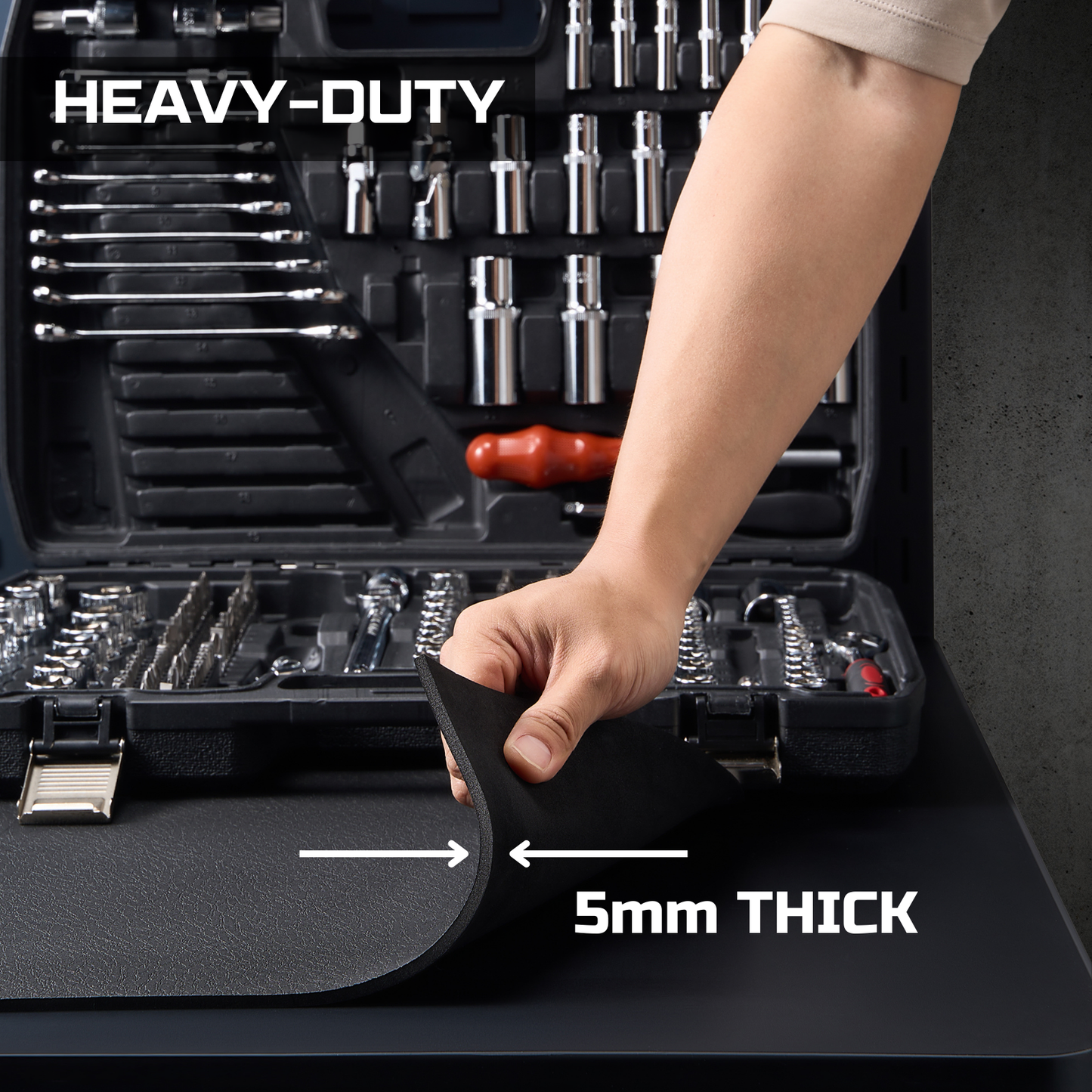 ONREVA Workbench Mat 20X48 Inches, EVA Rubber Work Mat, Protect Your Work Bench Top, Heavy Duty Pad for Tool Box Top, Table, Tool Station, Rolling Cabinet Cart Cover Liner Matt, 48"X20" 5mm Thick