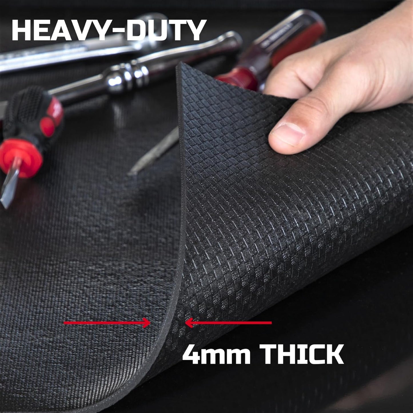 ONREVA Tool Box Liner 30 inch Wide x 12 ft Large, Thick Heavy Duty Toolbox Drawer Liners, Rolling Tool Chest Foam Mat, Shelf Rubber Mat, Black Non-Slip Organizer Pad for Cabinet, Workbench