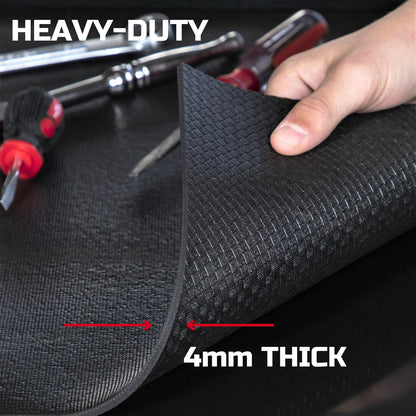 ONREVA Tool Box Liner 30 inch Wide x 12 ft Large, Thick Heavy Duty Toolbox Drawer Liners, Rolling Tool Chest Foam Mat, Shelf Rubber Mat, Black Non-Slip Organizer Pad for Cabinet, Workbench