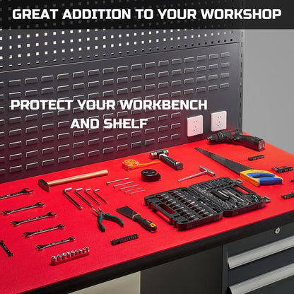 ONREVA Tool Box Liner 22 inch wide x 20 ft Large, Thick Heavy Duty Toolbox Drawer Liners, Rolling Tool Chest Foam Mat, Shelf Rubber Mat, Non-slip Organizer Pad for Cabinet Workbench, Red