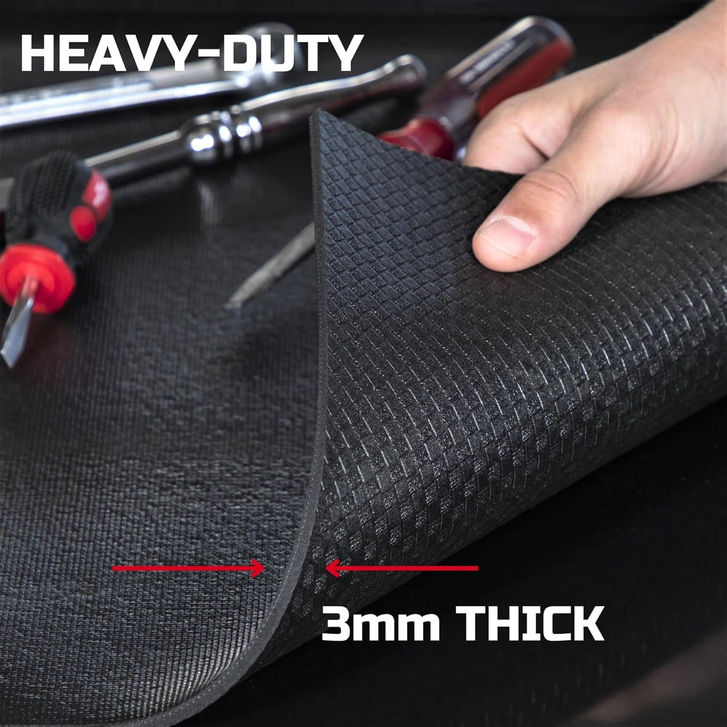 ONREVA Tool Box Liner 17 inch Wide x 18 ft Large, Thick Heavy Duty Toolbox Drawer Liners, Rolling Tool Chest Foam Mat, Shelf Rubber Mat, Black Non-Slip Organizer Pad for Cabinet, Workbench