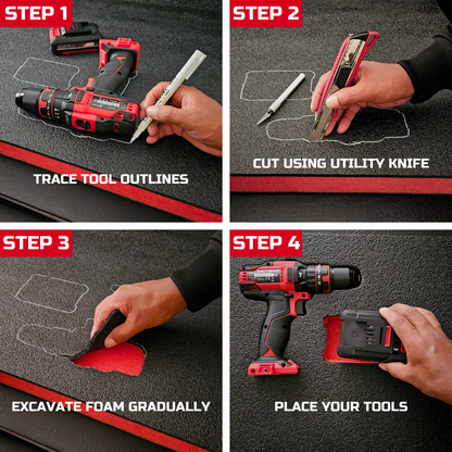 Tool Box Foam 3Pack 22x18x2 inch, Foam Inserts for Cases, Polyethylene Tool Foam Sheets, Drawer Liner Foam, Toolbox Kaizen Organizer and Storage Tool Shadow