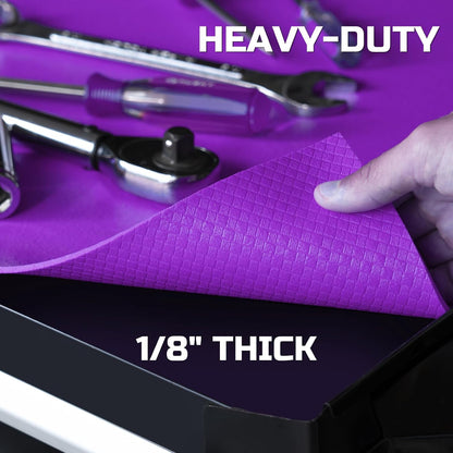 Tool Box Liner 24" Wide x 24 Ft, 1/8" Thick Heavy Duty Toolbox Drawer Liners for Tool Chest Cabinet Workbench & Garage Shelf, Protective Non-Slip Mat for Mechanics & Workshops, Purple