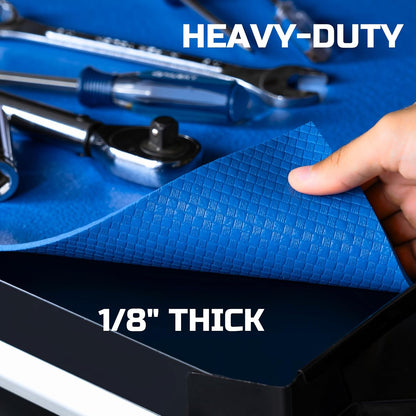 Tool Box Liner 18" Wide x 24 Ft, 1/8" Thick Heavy Duty Toolbox Drawer Liners for Tool Chest Cabinet Workbench & Garage Shelf, Protective Non-Slip Mat for Mechanics & Workshops, Blue