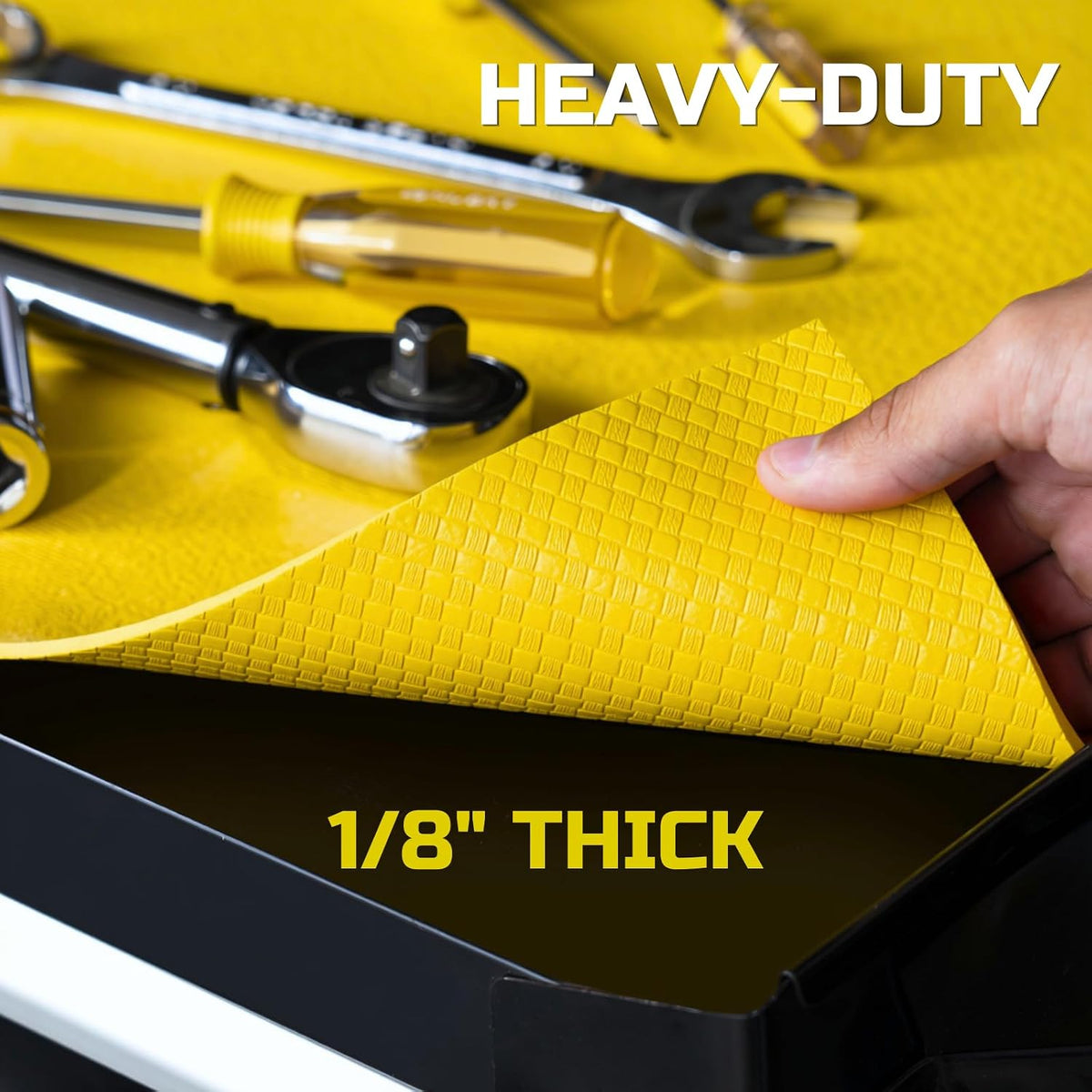 Tool Box Liner 24" Wide x 24 Ft, 1/8" Thick Heavy Duty Toolbox Drawer Liners for Tool Chest Cabinet Workbench & Garage Shelf, Protective Non-Slip Mat for Mechanics & Workshops, Yellow