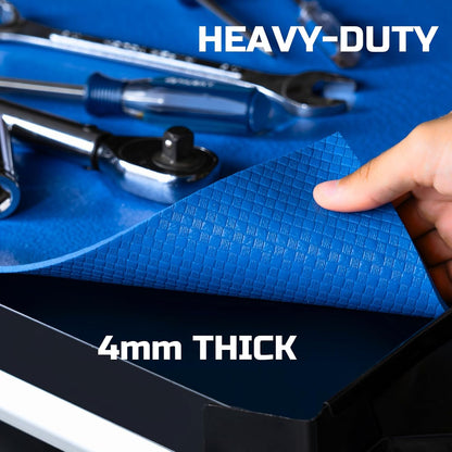 Tool Box Liner 30" Wide x 22 Ft, 4mm Thick Heavy Duty Toolbox Drawer Liners for Tool Chest Cabinet Workbench & Garage Shelf, Protective Non-Slip Mat for Mechanics & Workshops, Blue