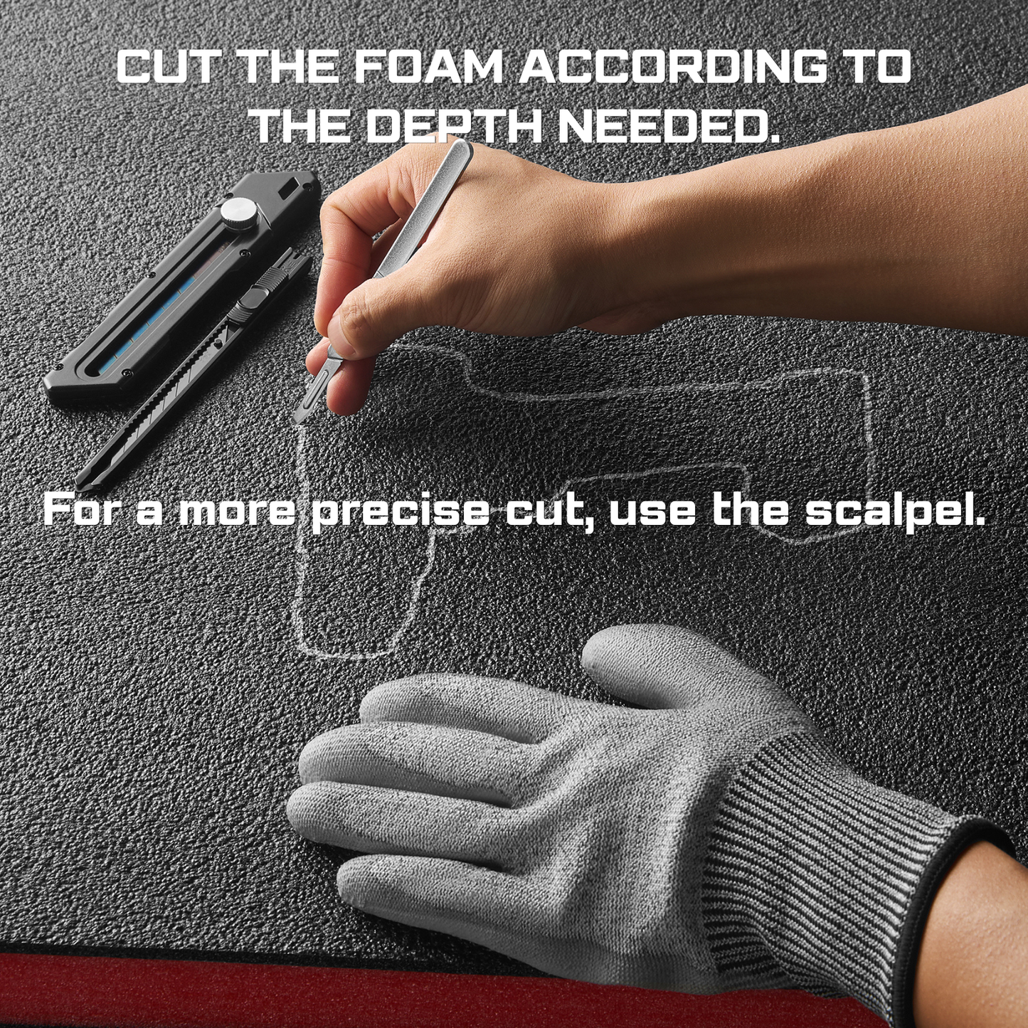 ONREVA Tool Box Foam Cutting Kit for Kaizen Foam & Shadow Foam – Utility Knife Set for Custom Tool Box Foam Inserts, Precision Foam Cutter Tools for Toolbox Organization