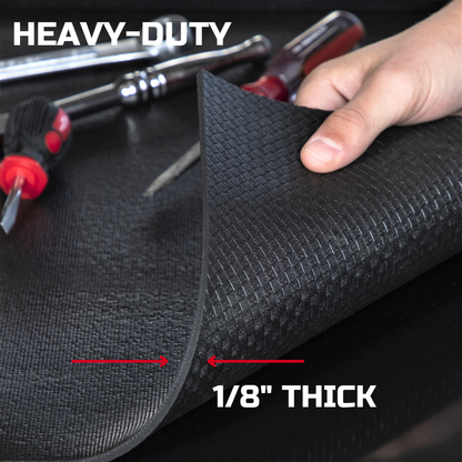 Tool Box Liner 18" Wide x 24 Ft, 1/8" Thick Heavy Duty Toolbox Drawer Liners for Tool Chest Cabinet Workbench & Garage Shelf, Protective Non-Slip Mat for Mechanics & Workshops, Black