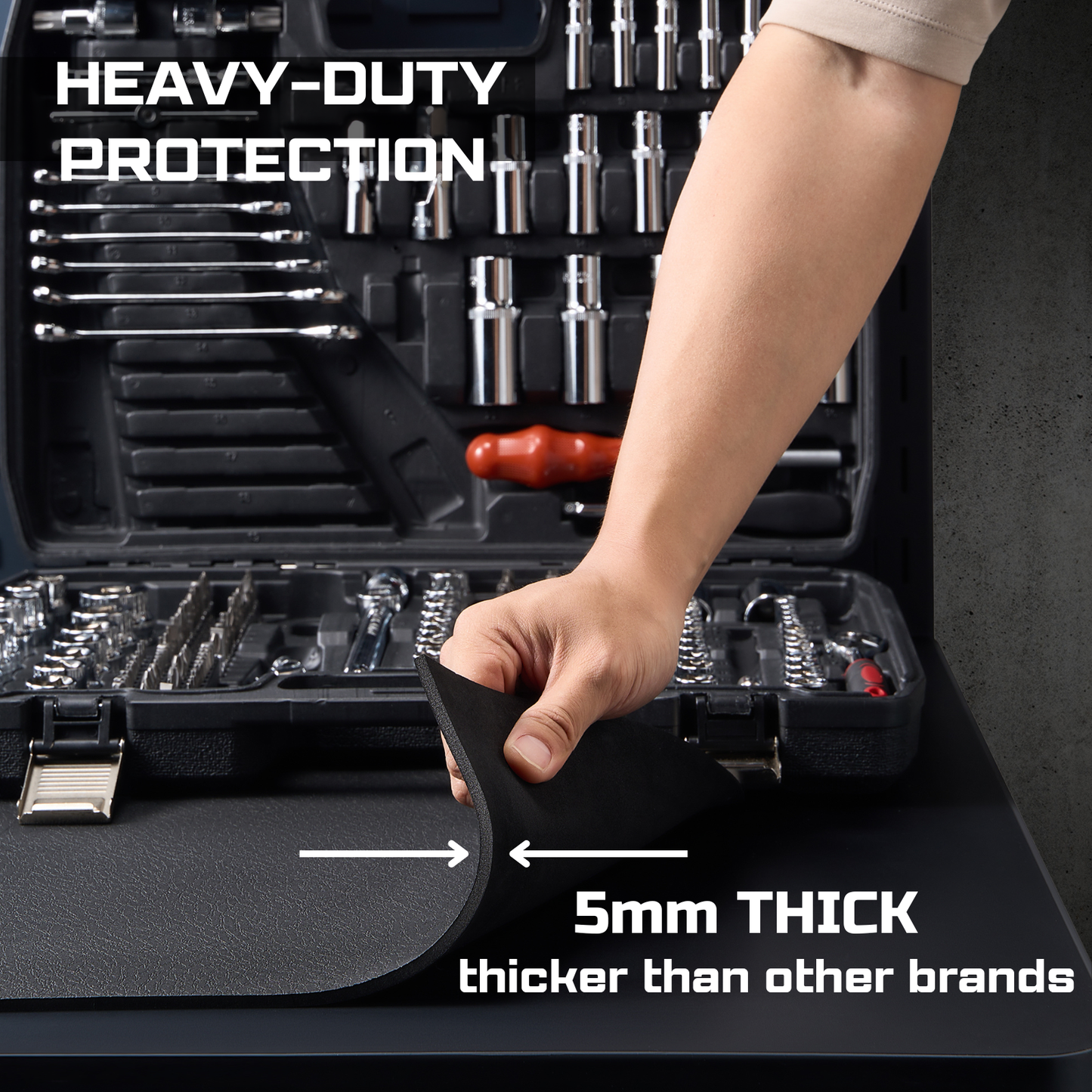 Workbench Mat 36X72 Inches, EVA Rubber Work Mat, Protect Your Work Bench Top, Heavy Duty Pad for Tool Box Top, Table, Tool Station, Rolling Cabinet Cart Cover Liner Matt, 72"X36" 5mm Thick