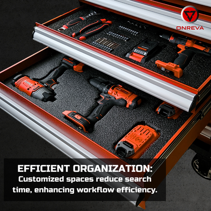 Tool Box Foam, 1PC 48x24x2 inch, Foam Inserts for Cases, Polyethylene Storage Sheets for Toolbox Hard Case, Tool Shadow Insert, Kaizen Organizer Sheet, Black with Orange