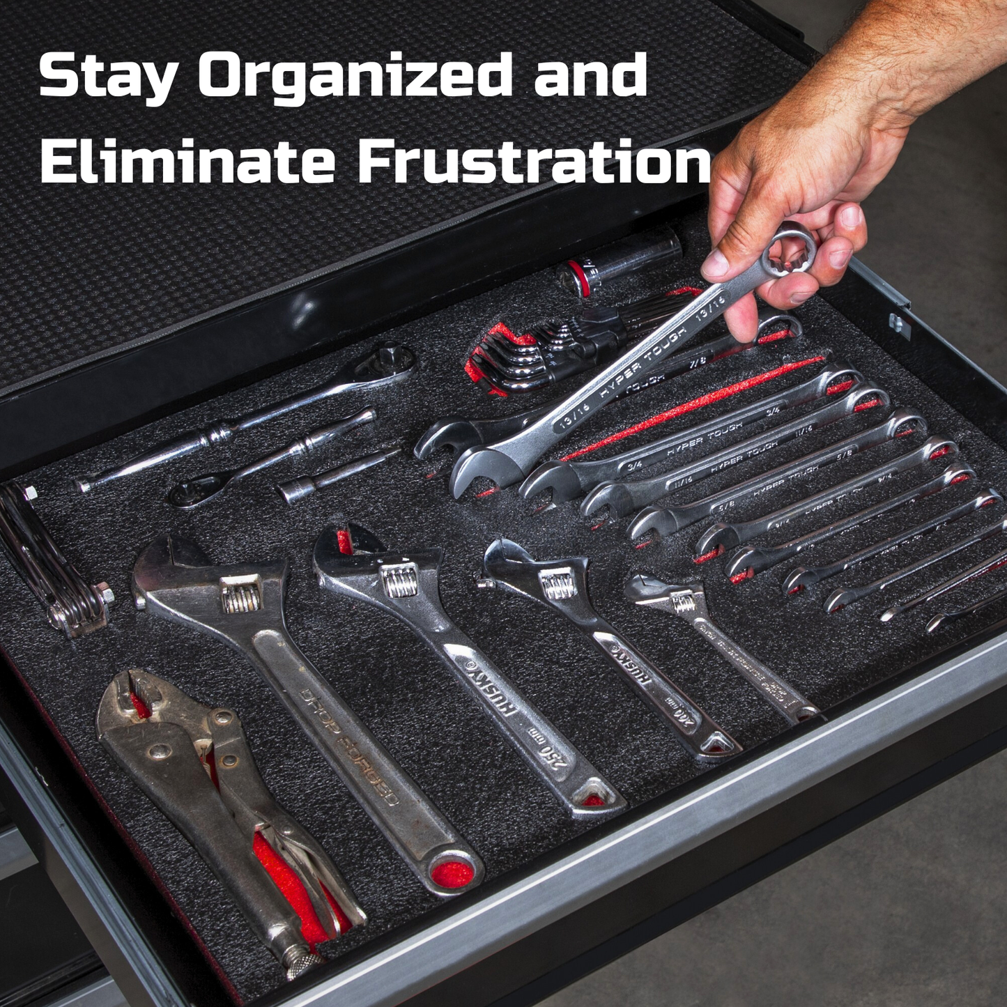 ONREVA Tool Box Foam 48x24x2 inch 2Pack, Foam Inserts for Cases, Polyethylene Storage Sheets for Toolbox Hard Case, Tool Shadow Insert, Kaizen Organizer Sheet, Black with Red