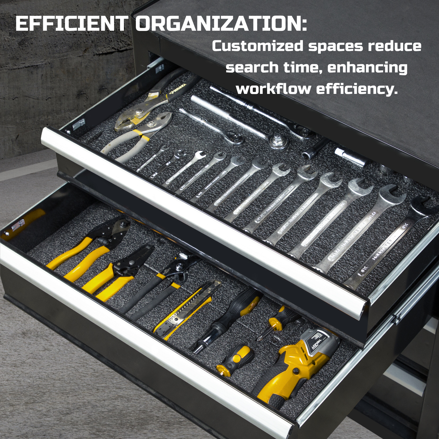 ONREVA Tool Box Foam 22x18x1 inch 4Pack, Foam Inserts for Cases, Polyethylene Storage Sheets for Toolbox Hard Case, Tool Shadow Insert, Kaizen Organizer Sheet, Black