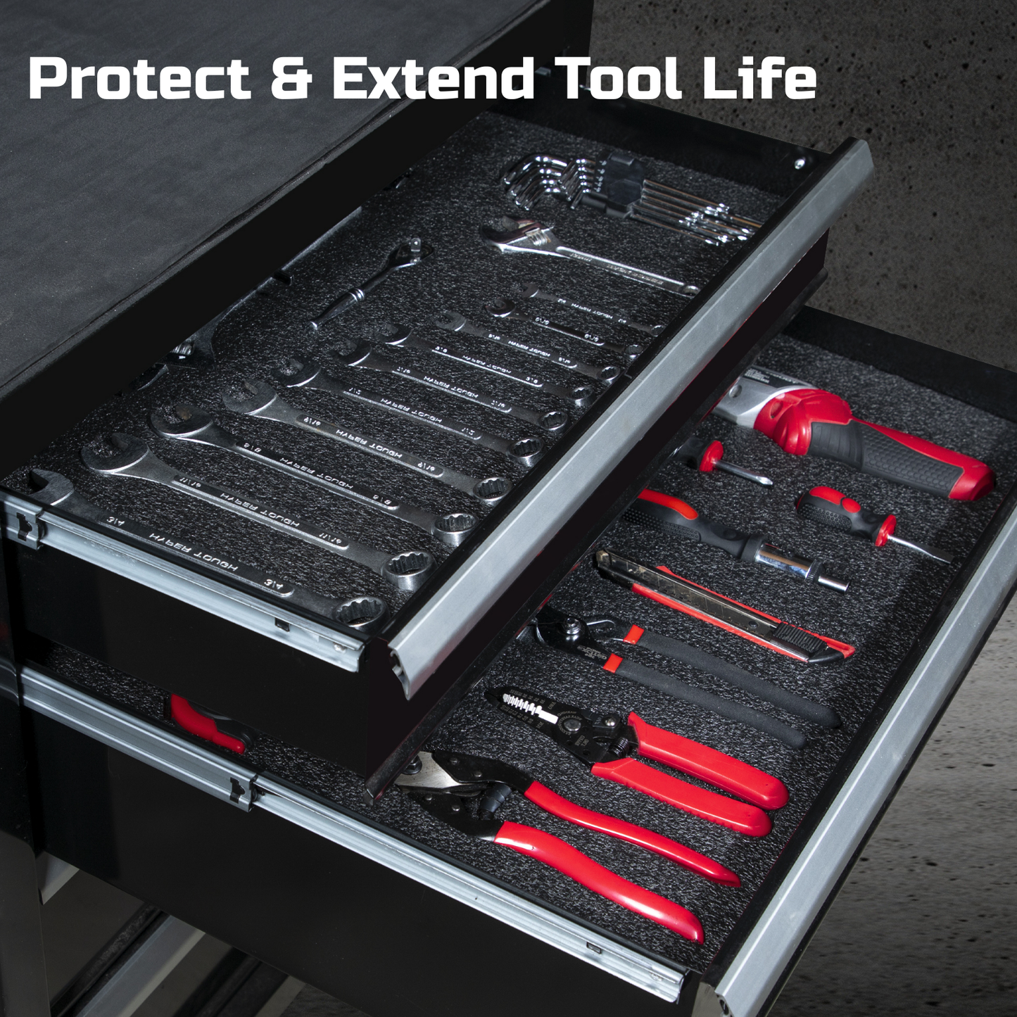 ONREVA Tool Box Foam 22x20x1 inch 3Pack, Foam Inserts for Cases, Polyethylene Storage Sheets for Toolbox Hard Case, Tool Shadow Insert, Kaizen Organizer Sheet, Black with Red