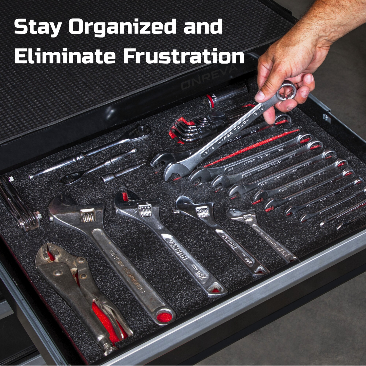 ONREVA Tool Box Foam 48x24x1.5 inch 2Pack, Foam Inserts for Cases, Polyethylene Storage Sheets for Toolbox Hard Case, Tool Shadow Insert, Kaizen Organizer Sheet, Black with Red