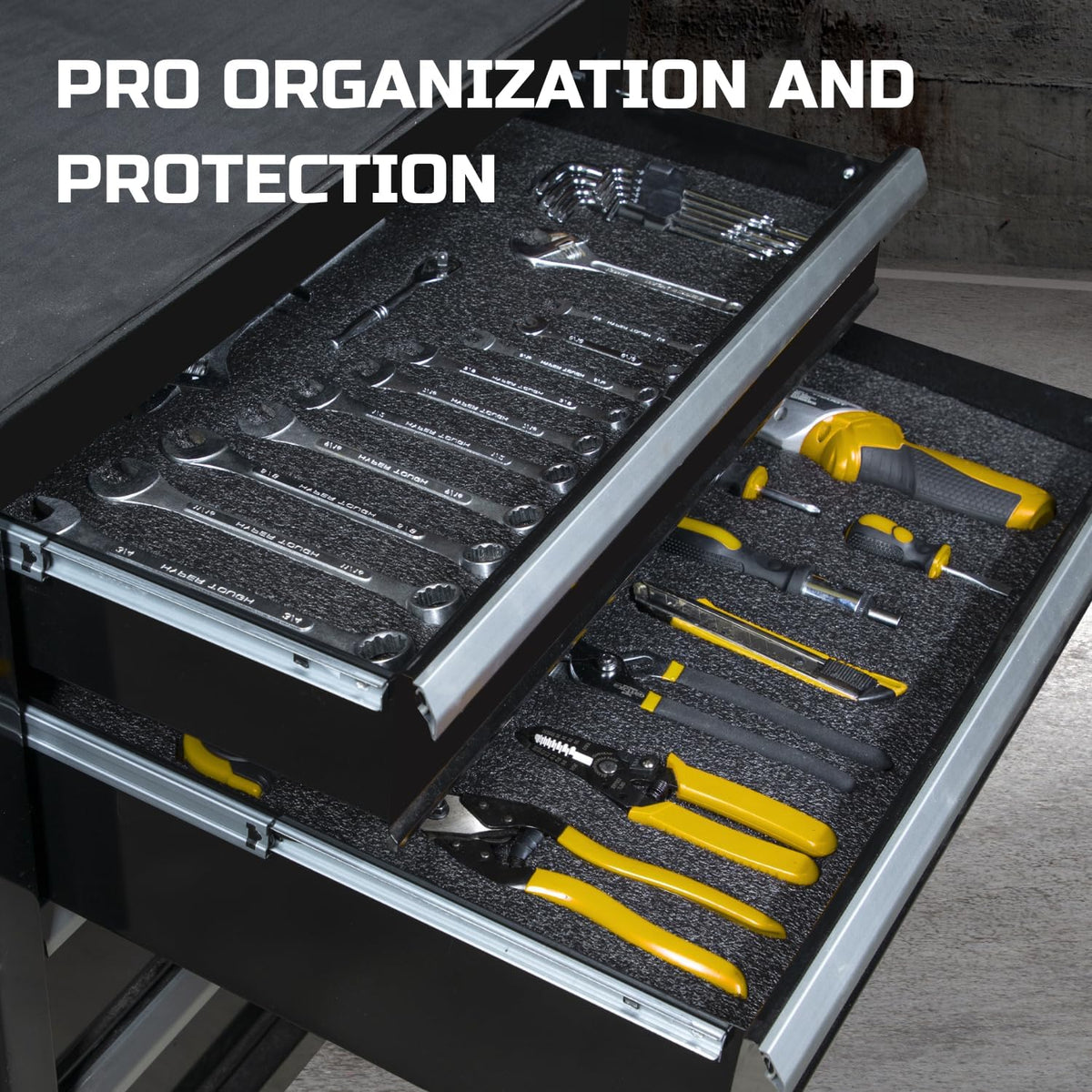 ONREVA Tool Box Foam Organizer 48x24x1.5 inch 1PC, Kaizen Sheets for Pro Tool Control, Custom Tool Shadow Inserts for Cases & Drawers, High Density Polyethylene Foam, Yellow