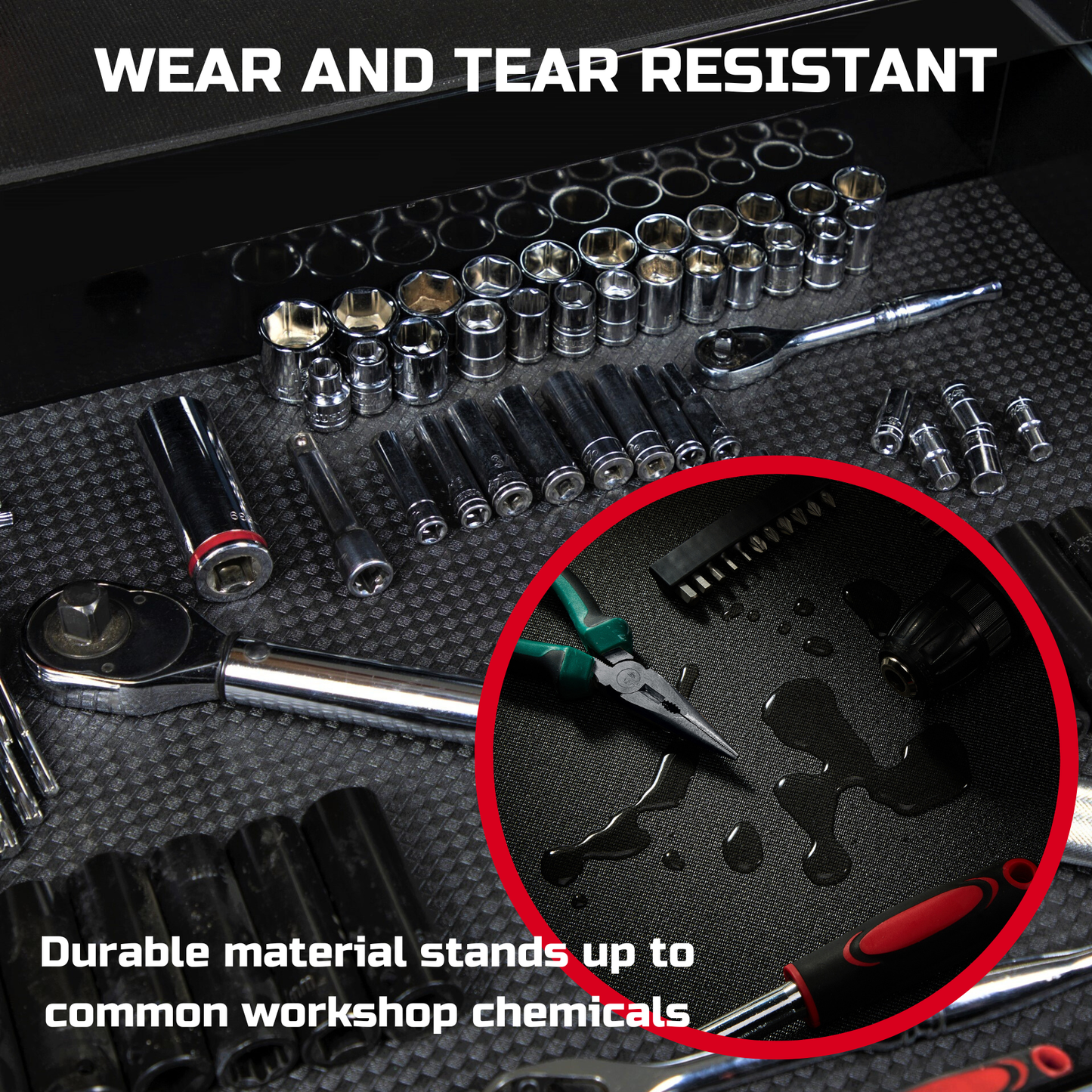 ONREVA Tool Box Liner 36 inch wide x 18 ft Large, Thick Heavy Duty Toolbox Drawer Liners, Rolling Tool Chest Foam Mat, Shelf Rubber Mat, Black Non-slip Organizer Pad for Cabinet, Workbench