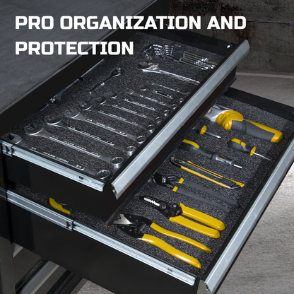 ONREVA Tool Box Foam Organizer 48x24x3 inch 1 PC, Kaizen Sheets for Pro Tool Control, Custom Tool Shadow Inserts for Cases & Drawers, High Density Polyethylene Foam, Black with Yellow