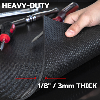 Tool Box Liner 24 inch Wide x 12 ft Large, Thick Heavy Duty Toolbox Drawer Liners, Rolling Tool Chest Foam Mat, Shelf Rubber Mat, Black Non-Slip Organizer Pad for Cabinet, Workbench