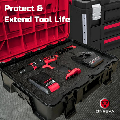 ONREVA Tool Box Foam 16x12x2 inch 3Pack, Foam Inserts for Cases, Polyethylene Storage Sheets for Toolbox Hard Case, Tool Shadow Insert, Kaizen Organizer Sheet, Black