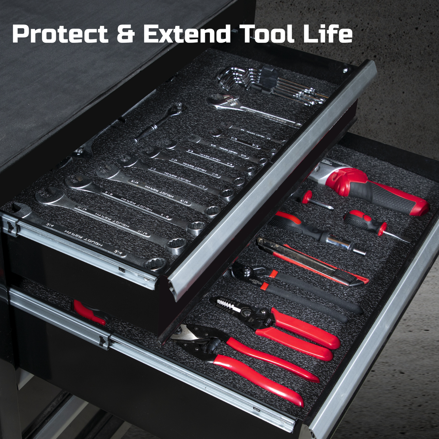 ONREVA Tool Box Foam 48x24x1 inch 3Pack, Foam Inserts for Cases, Polyethylene Storage Sheets for Toolbox Hard Case, Tool Shadow Insert, Kaizen Organizer Sheet, Black with Red