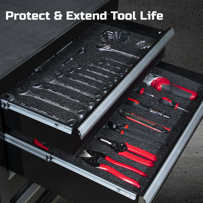 ONREVA Tool Box Foam 48x24x1 inch 3Pack, Foam Inserts for Cases, Polyethylene Storage Sheets for Toolbox Hard Case, Tool Shadow Insert, Kaizen Organizer Sheet, Black with Red