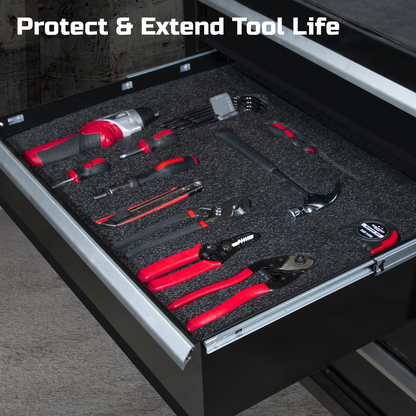 ONREVA Tool Box Foam 48x24x1.5 inch 2Pack, Foam Inserts for Cases, Polyethylene Storage Sheets for Toolbox Hard Case, Tool Shadow Insert, Kaizen Organizer Sheet, Black with Red