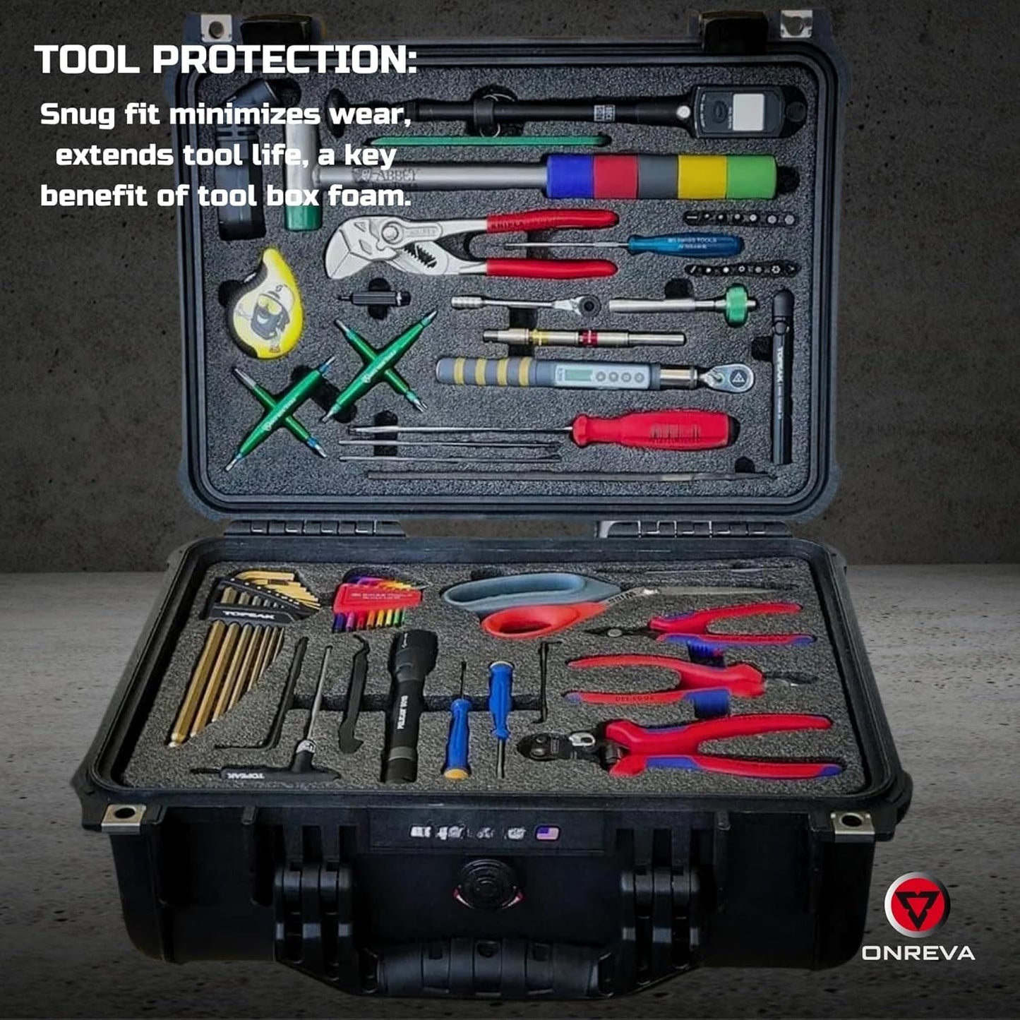 ONREVA Tool Box Foam 6Pack 18x12x1 inch, Foam Inserts for Cases, Polyethylene Storage Sheets for Toolbox Hard Case, Tool Shadow Insert, Kaizen Organizer Sheet