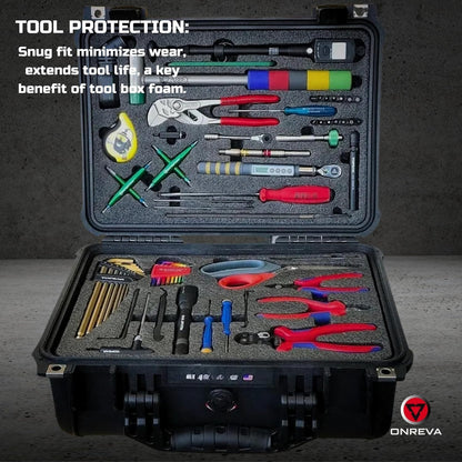 ONREVA Tool Box Foam 6Pack 18x12x1 inch, Foam Inserts for Cases, Polyethylene Storage Sheets for Toolbox Hard Case, Tool Shadow Insert, Kaizen Organizer Sheet